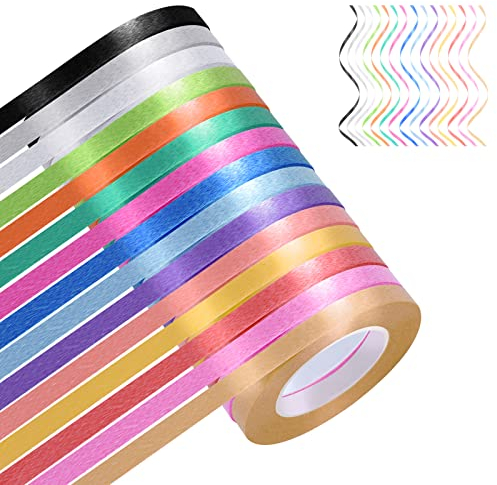 15 Rolls Curling Ribbon for Gift Wrapping, Assorted Colors Balloon String Ribbon Bow Presents Ribbons for Crafts, Festival, Florist Flower, Wedding Party Decoration, 10 Meter/Roll