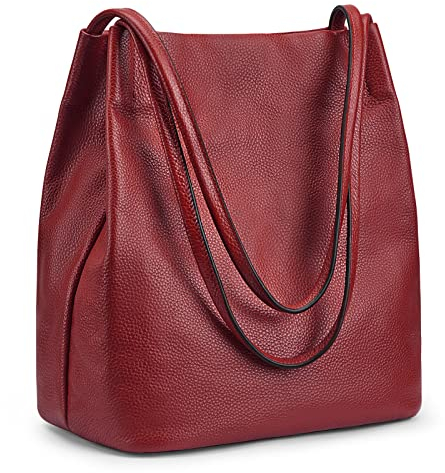 Kattee Damen Handtaschen und Tragetaschen aus weichem Echtleder Schultertasche mit magnetischem Druckknopfverschluss oben Mittel