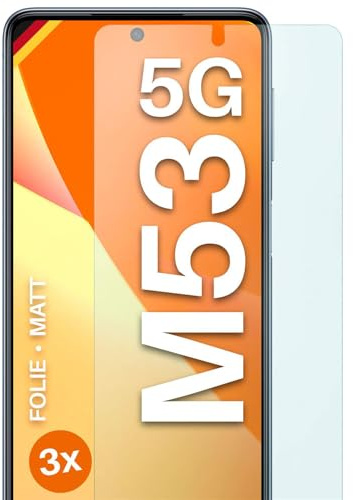 moex FlexProtect matte Schutzfolie für Samsung Galaxy M53 5G Displayschutz Folie matt gegen Reflexionen, Anti Reflex Handyfolie mit Sonnenschutz, Kompatibel mit jeder Handyhülle, 3 Stück