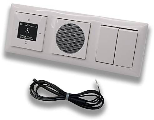 Busch Jäger DAB+ Unterputz Bluetooth Radio 8217U-101 Balance Si alpinweiß Komplett-Set + Lautsprecher + Serienschalter (geteilter Schalter) 2000/5 US + 0,9 m EBROM Wurfantenne zur Empfangsoptimierung