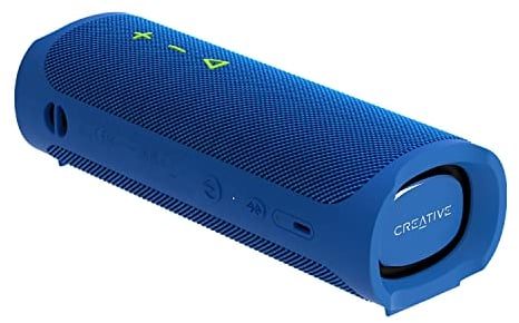 CREATIVE MUVO Go Portable Waterproof Bluetooth 5.3 Speaker with Up to 18 Hours of Battery Life, IPX7 Waterproof, and Powerful Bass Performance, Wireless Stereo Link (Blue)