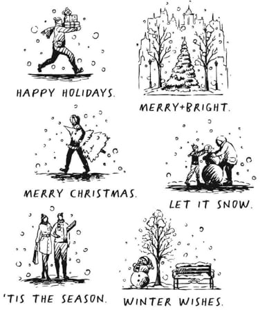 Tim Holtz Cling Stamps 7X8.5-Holiday Sketchbook