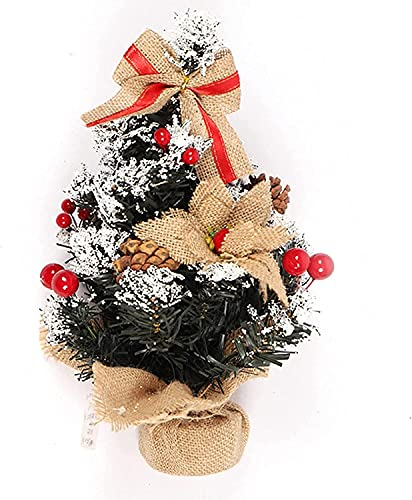 ADITAM 2 Stück Mini-Weihnachtsbaum mit roten Beeren, Nüssen, Tischplatte, Weihnachtsbaum mit Leinenstoffbeutelbasis, künstlicher Weihnachtsbaum, 35 cm (Color : B) Double The Comfort