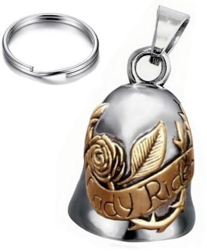 CUSTOMprivé Damen-Motorradglocke guardian bell moto Lady Rider mit Rose. Damen Glücksbringer motorrad Biker, Geschenkbeutel aus Samt