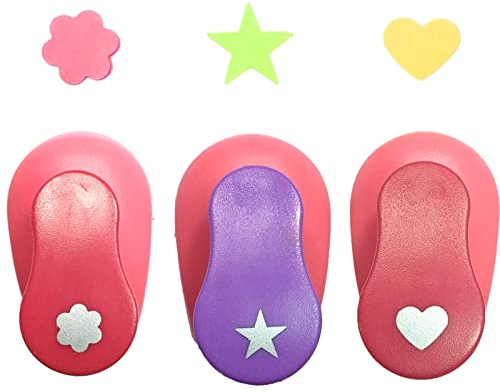 3 Stück Papierstanzer, Motivstanzer, Stanzer Kreis, Ausstanzer Motiv-Locher, Papier Ausstanzer, inklusive Kreis, Stern, Herzstanzer, für Geschenkanhänger, Basteln, Scrapbooking, Fotos, Grußkarten
