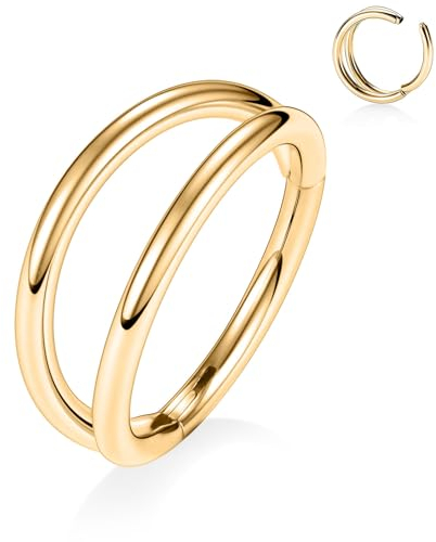 YEBOCIYO Nasenring Septum Piercing Gold Doppelter Piercing Ring 16G Knorpel Ohrring Piercing 10mm Daith Helix Piercing Conch Piercing Eyeborw Labret Piercing