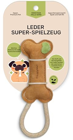 Japan Premium Pet Knochenförmige Beißwurst Hund aus Kalbsleder mit Kokosfasern | Zahnpflege & Zahnfleischmassage für Hunde | Robustes Hundespielzeug mit starkem Lederaroma | Zerrspielzeug für Hund