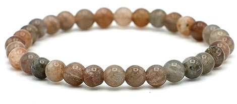 Miracles Minéraux Bracelet perle ronde 6 mm, pierre naturelle, création artisanale française, plus de 60 choix (Pierre de lune noire 6 mm)