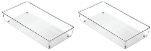 iDesign Cutlery Tray, Large Plastic Kitchen Organiser, Practical Drawer Insert for Utensils and Cutlery, Clear, 15.2 x 30.5 x 5.1 cm (Pack of 2)