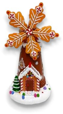 Aurora Store Natale Mulino a Vento Marzapane Villaggio di Natale innevato con Pale in Movimento, Giostrina con Luci LED e Musica Babbo Natale Scenario Natalizio Carillon Giostrina 33x20x17 cm