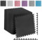 Fk Sports Thick Gym Flooring Mat Leaf 600x600x12mm (Black, 4pcs | 16 sq.ft) Soft Cushion Non-skid mats EVA Rubber foam, Interlocking Puzzle Floor Tiles kids toddlers for home Yoga Workout