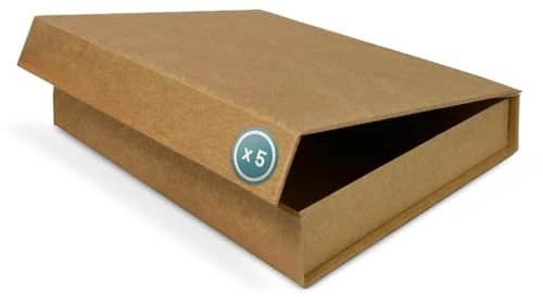 VerpackungsWelt Geschenk-Box Mit Deckel | 31 x 22 x 5cm (5er Pack) | Karton Mit Magnet-Verschluss | Perfekt Für Geburtstag, Hochzeit, Weihnachten, Geburt | Verpackung in Braun