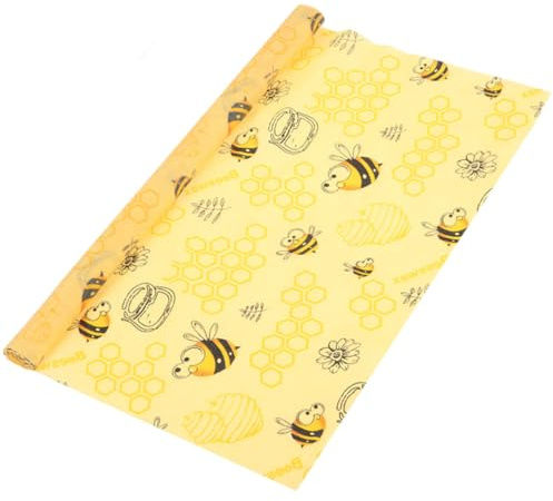 Inanhoo Bienenwachstuch Wiederverwendbar, Zuschneidbar, 100x33 cm, Gelb | Baumwolle mit Bienenwachs, wiederverwendbare. Waschbare Abdeckung. Hält Brot, Käse & Obst frisch.