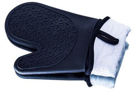 LIFKOME 2pezzi Guanti Da Forno Silicone Antiscivolo Da Con Fodera Cotone Utensili Per Cucina e Cottura Nero