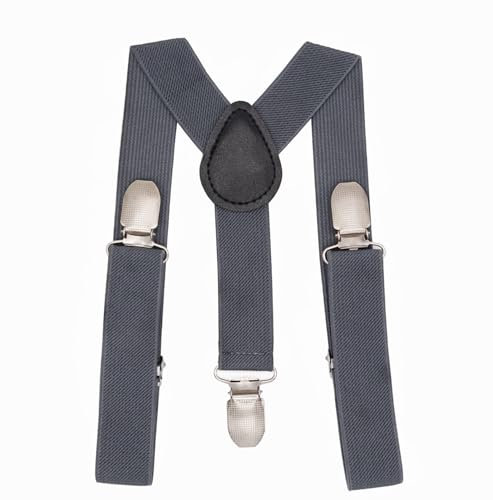 NestNook Kids Hosenträger Y-förmige Kinder-Hosenträger für Jungen und Mädchen (Dunkelgrau)