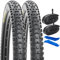 YunSCM 2er-Pack Faltbare 27.5 Zoll Reifen 27.5x2.25 Mantel 57-584 und 2er-Pack 27.5'' Schlauch AV32mm Ventil kompatibel 27.5x2.125 27.5x2.25 27.5x2.35 Fahrradreifen und schlauche