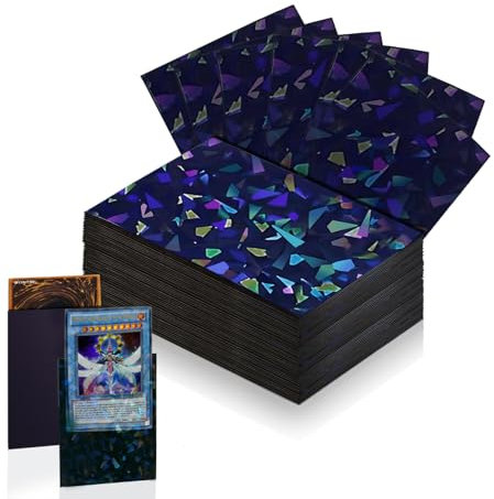 100 Count Black Card Sleeves for Trading Cards, Perfect Fit Shiny MTG Card Sleeves, Holographic Card Sleeve Fit for Magic, Photocard, TCG, Baseball/Sports Cards, Yugioh Card, Game Card 66 * 91 mm