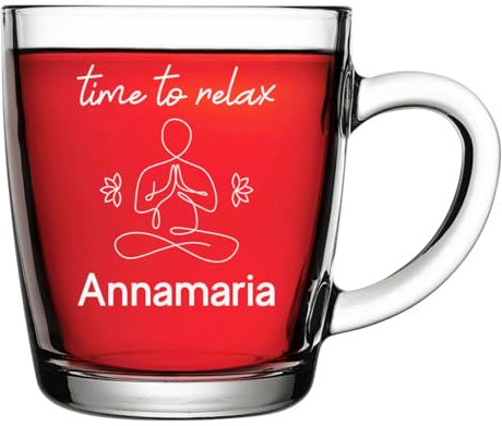polar-effekt Taza de té de cristal de 340 ml con grabado personalizado, taza de cristal con nombre, vaso de té para café, té y agua, sostenible, libre de BPA