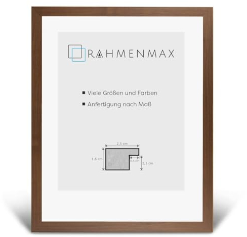 RahmenMax Skane Puzzlerahmen 37,5x98 cm Bilderrahmen Nussbaum Dunkel Dekor Hintergrund Weiss Antireflex Kunstglas