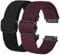 BISONSTRAP 2 Stück Geflochtene Nylon Armband 20mm, Verbesserte Verstellbare Schnalle, Dehnbare Schlaufen Uhrenarmband für Herren und Damen, Schwarz+Burgund