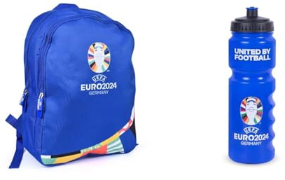 Hy-Pro Euro 2024 Bundle - Large Backpack and 750 ml Plastic Bottle, Officially Licensed By, Euro 2024 Merchandise