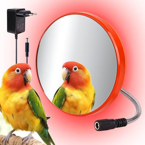 Svauoumu Chauffage de Cage d'oiseau, Chauffage de Cage d'oiseau avec Miroir, Chauffage d'oiseau thermostatique, Chauffage de Cage d'oiseau 18w, Chauffage de Perruche, Perroquet Gris