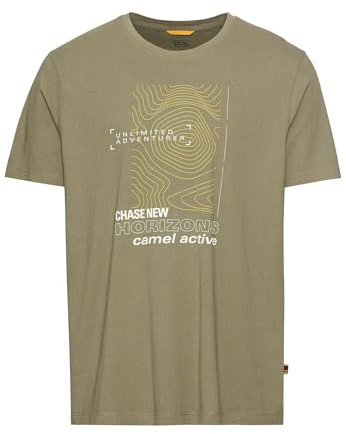 camel active Herren T-Shirt aus Organic Cotton Dunkelgrün, menswear-3XL
