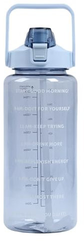 Botella de agua de silicona - Botella de agua transparente de 2 litros | Botella de jarras de agua de vidrio desmontable con marcador de tiempo | Botella portátil con pajita para el hogar, gimnasio, d