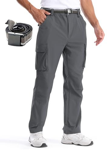 BondiTrekk Herren Zip Off Wanderhose, Arbeit Hosen Funktionshosen Outdoor Hosen für Herren mit 6 Taschen Elastische wasserdichte atmungsaktive Outdoorhose L