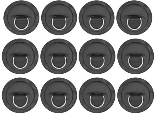 PATIKIL 3,1 Paddle Board D-Ringe, 12 Stück Edelstahl D-Ring PVC Patch Pad Ohne Kleber für Schlauchboot Kajak aufblasbares Boot Surfboard, Schwarz