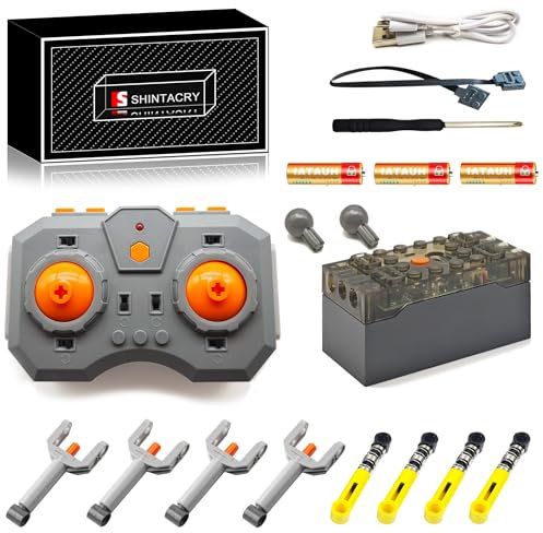 18 pièces Technique Power Functions Télécommande à vitesse variable et batterie au lithium rechargeable Compatible avec d'autres grandes marques de blocs de construction, application, adultes amateurs