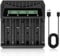 AXFEE 18650 Akku Ladegerät, Universal Akku Ladegerät LCD-Display, Multi Charger, 26650 21700 18650 18500 16340 14500, USB-C Batterieladegerät, 4 Ladeplatz, AA AAA Batterie