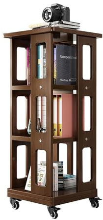 Solid Wood Rotating Bookcase - Floor Standing Bookshelf Tower, Bookshelf 360 Display, for Kids & Adults Corner Bookshelf Book Organizer, for Study Room Living Room Classroom & Bedroom ( 3 tier/103cm)