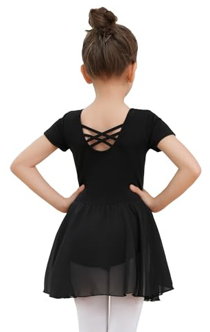 Dmwhsy Mädchen Ballettkleid kurz-/langärmlig Tanztrikot Ballett Outfit Gymnastik Tanzbekleidung mit Chiffonrock