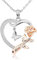WEINIBAO Collier Coeur Argent, Rose Fleur Pendentif Cœur Argent, Bijoux pour Femmes Filles, Cadeau pour Valentin Fête des Mères Anniversaire Noël