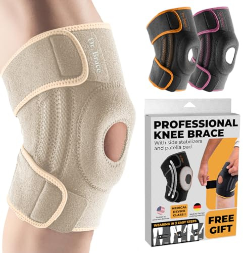 DR. BRACE ELITE Knee Brace with Side Stabilizers & Patella Gel Pads for Maximum Knee Pain Support and fast recovery for men and women - Please Check How To Size Video (Sandstone M)