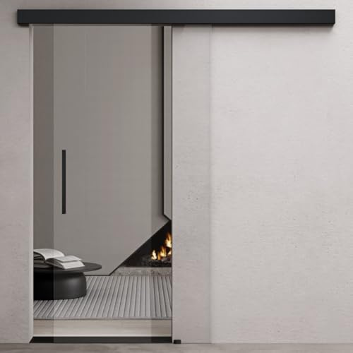 Durovin 775 × 2050mm Internal Sliding Glass Door – 8mm Clear Tempered Glass, Soft Close System, Premium Black Hardware&Bar Handle, Heavy-Duty 5ft Track for Bathroom, Kitchen, Living Room & Bedroom