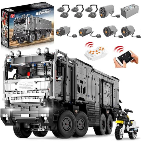 MocSpaß Technik LKW Wohnmobil Offroad T4009 Modell, 6060+ Teile Technik Groß Wohnmobil mit 5 M0T0R Bausatz MOC LKW KIemmbausteine für Kinder Erwachsene