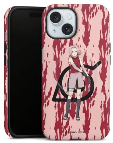 Magnetische Hülle kompatibel mit Apple iPhone 15 Handyhülle für MagSafe Outdoor Case in matt Naruto Shippuden Offizielles Lizenzprodukt Sakura