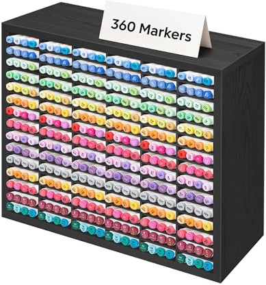 PROLEE Markers Organizer with 90 Compartments for 360 Marker Storage Art Pens Storage Rack,Watercolor Brushes Pens Alcohol Marker Holder for Desk Organizer