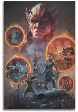 STFHRTFGGH Poster mit Videospiel-Motiv The Elder Scrolls, TES Online-Portale, dekoratives Gemälde, Leinwand, Wandposter und Kunstdruck, moderne Familienschlafzimmer-Dekoration, Poster, 30 x 45 cm