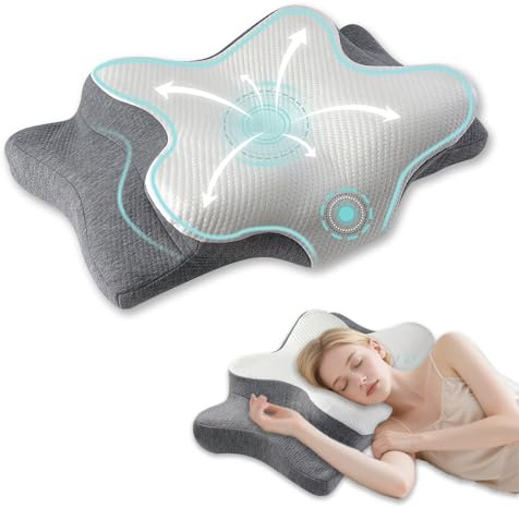 Cervical Neck Pillow for Sleeping, Cooling Memory Foam Contour Pillow
