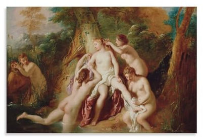 Poster Diana und ihre Nymphen beim Baden mit Jean-François De Troy Wandkunst Leinwand Moderne Schlafzimmer Dekoration 20 x 30 cm