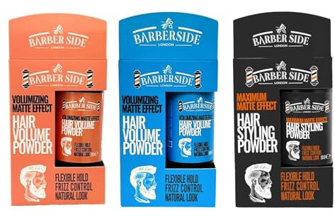 Ican Barber Side London Hair Styling Powder Set, Volumizing Matte Effect, Texturising, 20g, 3 Pack