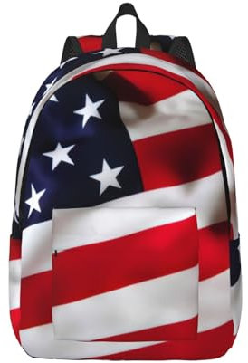 JEJEA Zaino da donna con stampa bandiera americana, zaino da viaggio per computer portatile, infermiera, zaino per il fine settimana, Nero , S