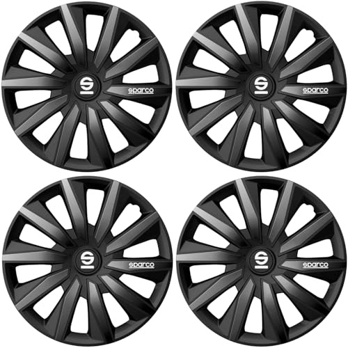 Premium Radkappen 16 Zoll in Schwarz-Grau-Glänzend - 4er Set Radzierblenden für Stahlfelgen – Radblenden für optimalen Felgenschutz (Milan/Schwarz-Grau-Matt)