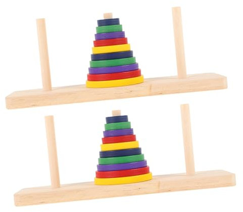 YARNOW 2stücke Farbige Intellektuelle Holzspielzeug-Puzzles Brettspiele Hanoi Turm Puzzles Heim-Party Spielen DIY