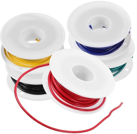 BESTonZON 5 Rolls Awg Insulated Copper Wire Electrical Extension Cord for Home Electronic Use Flexible Tinned Copper Connection Wire Easy to Cut Store
