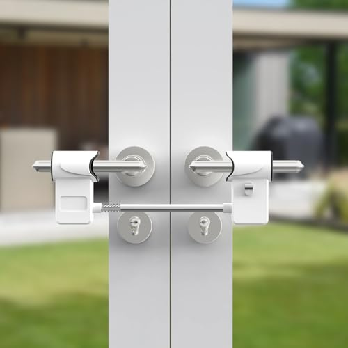 Patio Door Security Lock, High Security French Door Security Lock, Professional Patio Door Locks, Door Safety Locks for French Double Doors Conservatory Doors (White-C)