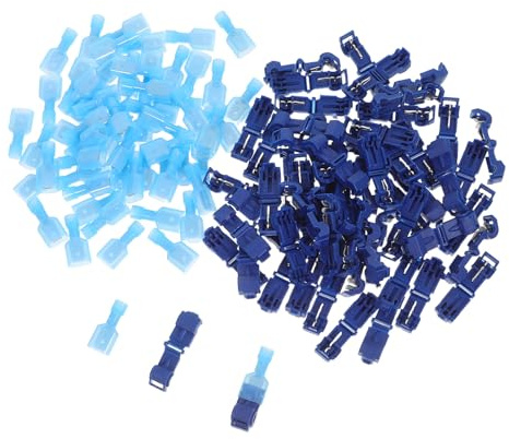 GRADENEVE 60 Pairs T-Tap Wire Connectors Quick Splice Terminals Blue Insulated 0.5-1.5mm² Soft Wire Splice Connectors for Electrical and Speaker Cable Connections